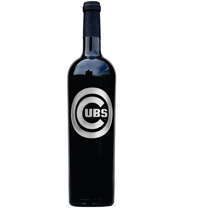 Chicago Cubs Etched Logo Wine