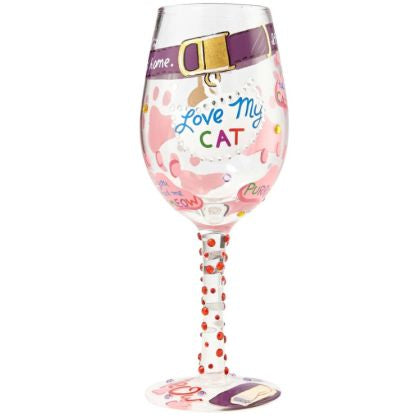 Lolita Love My Cat Hand Painted Wine Glass