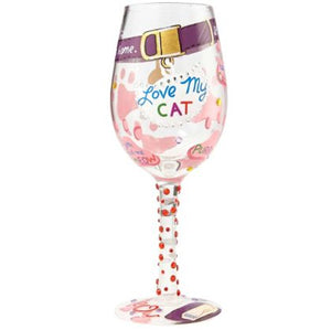 Lolita Love My Cat Hand Painted Wine Glass