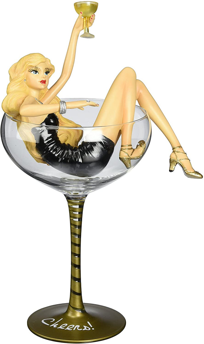 Cheers Champagne Glass with Tall Champagne Girl Figurine