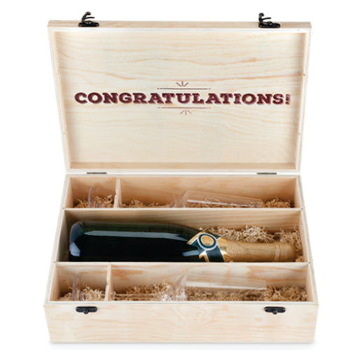 One Bottle And Glasses Congratulations Wine Box