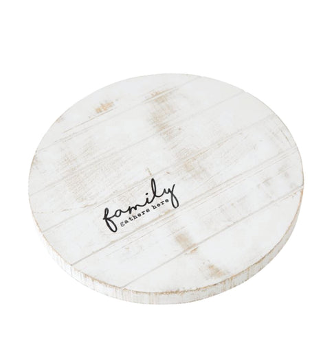 Family Distressed Wood Lazy Susan