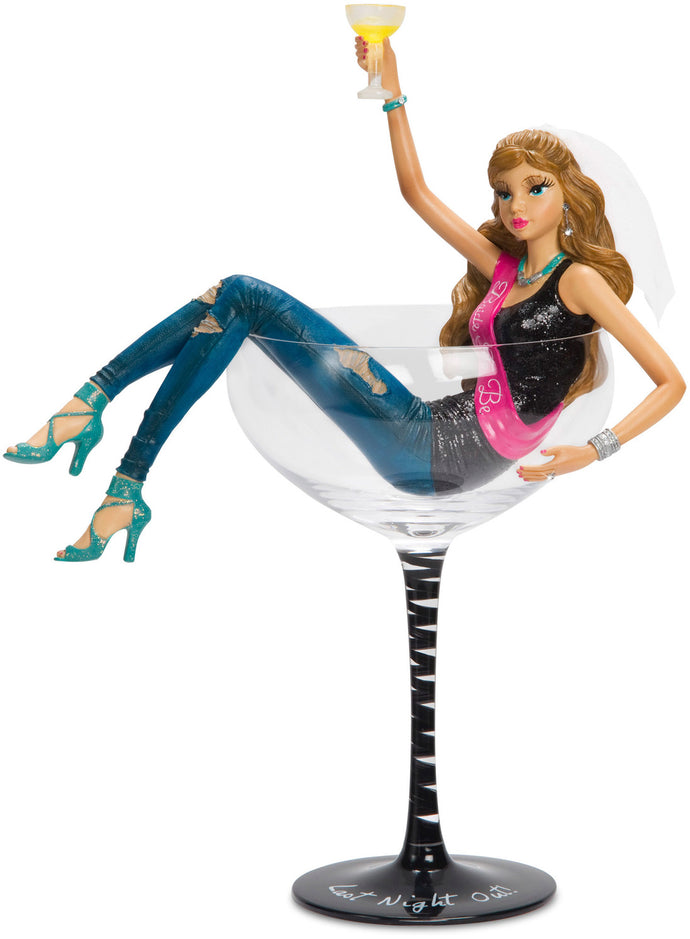 Last Night Out Champagne Glass With Girl Figurine